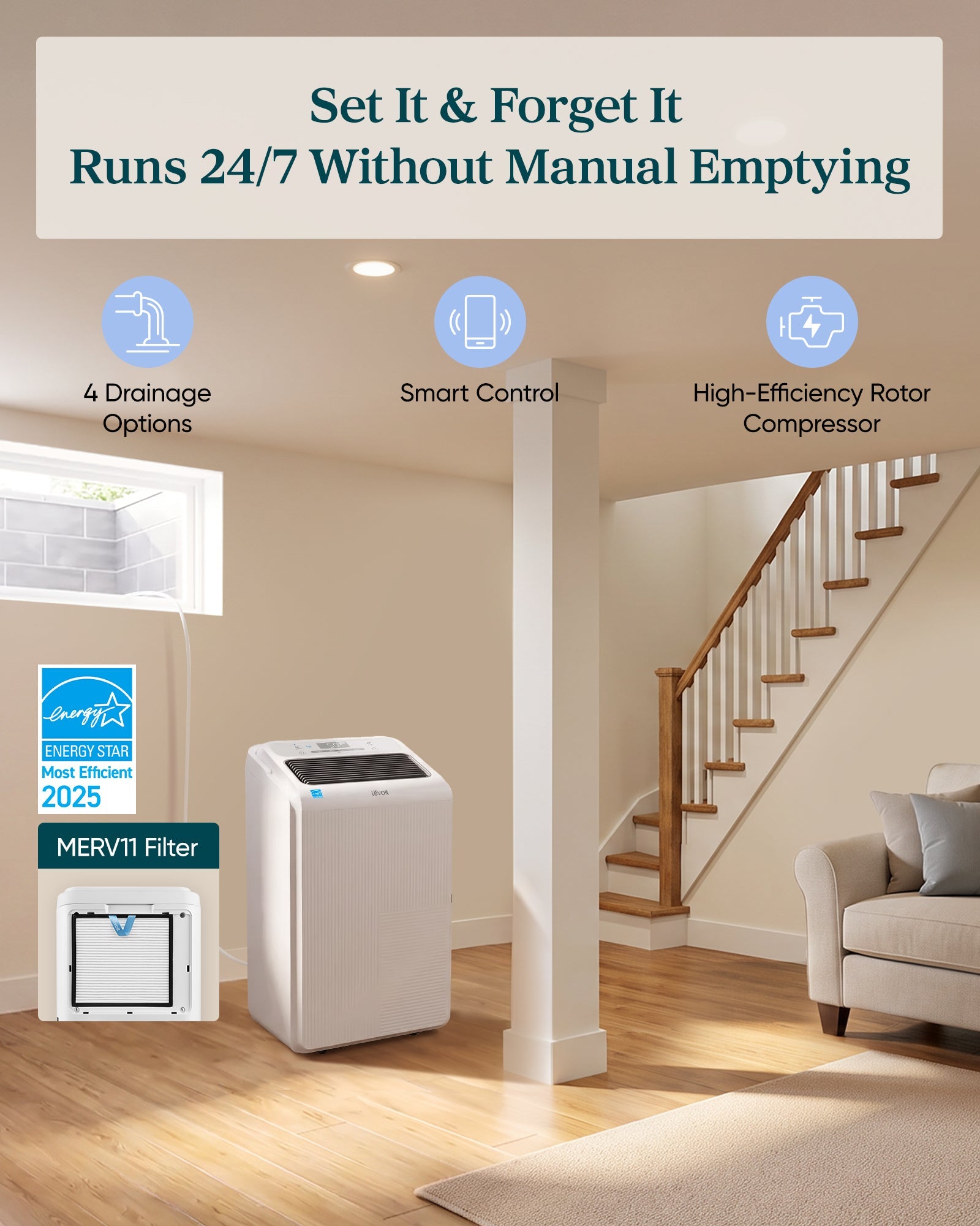 Levoit Smart Dehumidifier with 24/7 Pump Drainage - Image 12
